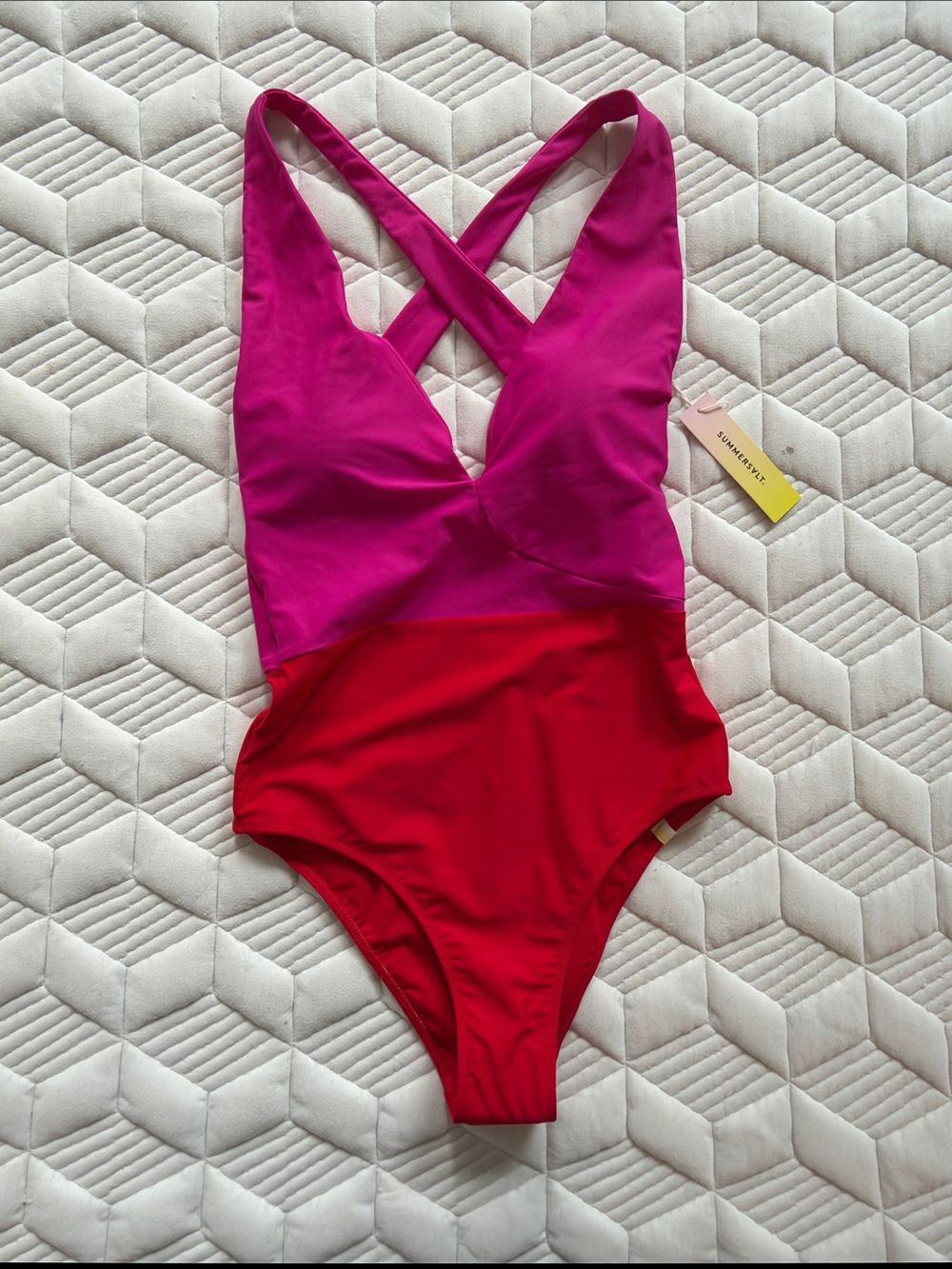 NEW Summersalt The Deep Dive One Piece Swimsuit in Lava & Hibiscus, size 2